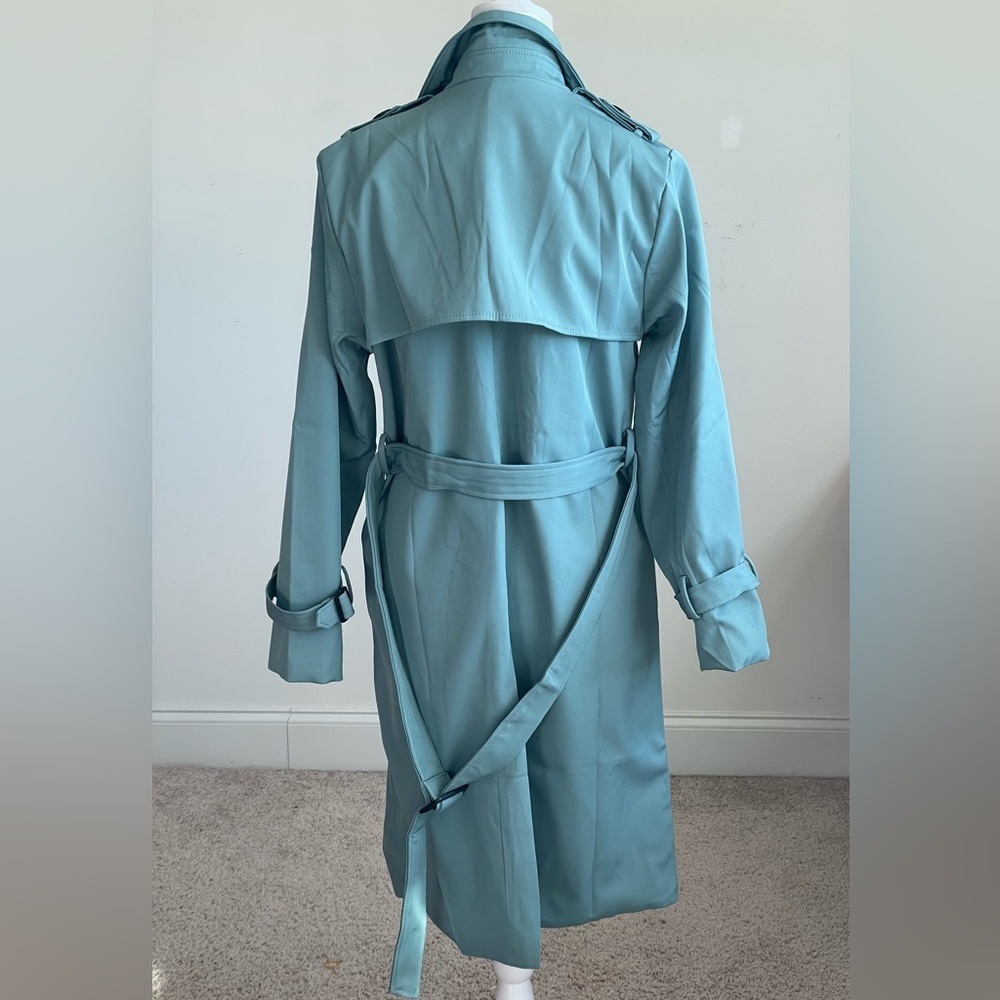 Women's Double-Breasted Trench Coat - Blue Size Medium - Picture 3 of 7